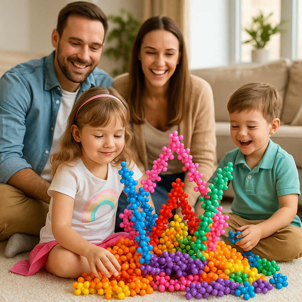 3D 5 Farklı Renkli Kar Tanesi Yapı Blokları